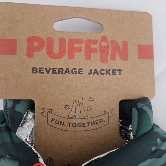 New Puffin Camo Beverage Jacket Coozy Novelty Hunter Gift - Picture 4 of 5